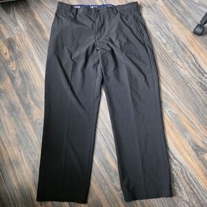 IZOD Golf Pants Mens 36x30 Black Flat Front Straight Fit Polyester Spandex